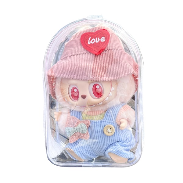 /NN/ Lämplig för LABUBU promenadväska bomulls docka pvc transparent crossbody väska dammtät förvaringsväska (Docka ingår ej) White bag + shoulder strap
