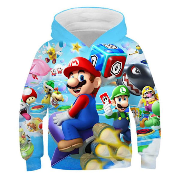 Super Mario Bros 3D-tryckt barnjacka med dragkedja E E 120cm