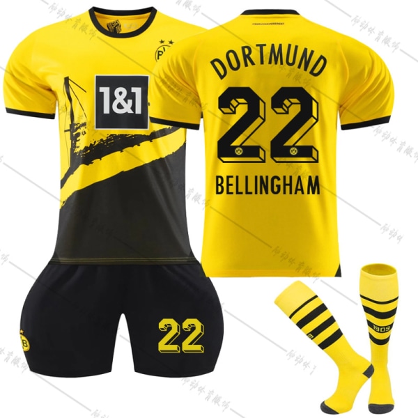 23/24 Ny sæson Hjem Borussia Dortmund FC BELLINGHAM Nr 22 Børnetrøje-pakke Barn-24