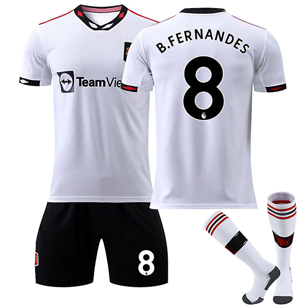 22/23 Ny säsong Borta Manchester United F.C. B.FERNANDES Nr 8 Barn Jersey-paket Barn-18