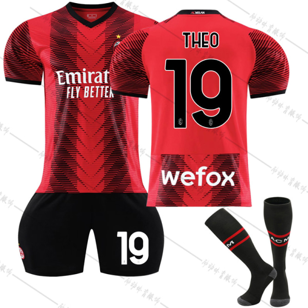 23/24 Uusi kausi Koti A.C. Milan FC THEO Nro 19 Lapsen pelipaitapaketti Barn-26