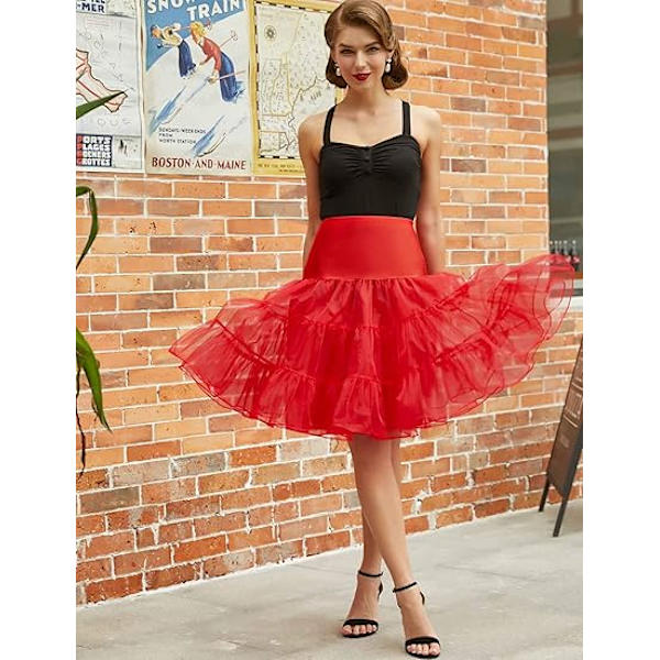 50-tals underkjol Rockabilly Dress Crinoline Tutu för kvinnor Red Red XL