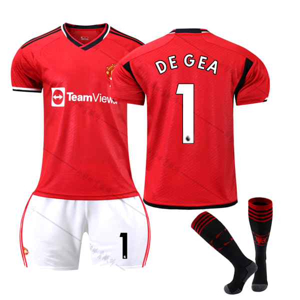 23/24 Ny sesong Hjem Manchester United F.C. DE GEA Nr 1 Barn Jersey-pakke Barn-24