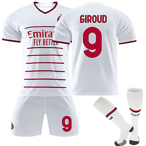 22/23 Ny sæson Ude Associazione Calcio Milan F.C. GIROUD Nr 9 Børnetrøje-pakke Barn-16