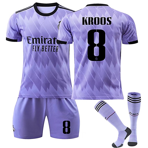 22/23 Ny säsong Borta Real Madrid CF KROOS Nr 8 Barn Jersey-paket Barn-20