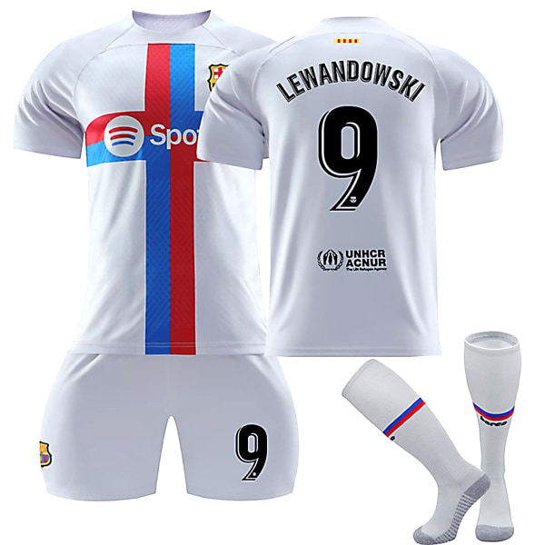 22/23Ny säsong Borta(2) FC Barcelona LEWANDOWSKI Nr 9 Barn Jersey-paket Barn-18