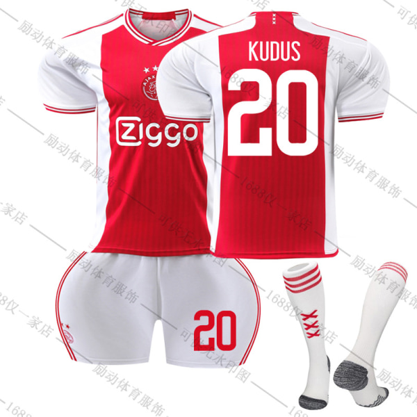 23/24 Ny sæson Hjem Amsterdamsche Football Club Ajax KUDUS Nr 20 Børnetrøjepakke Barn-22