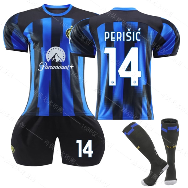 23/24 Ny sæson Hjem Inter Milan F.C. PERISIC Nr 14 Børnetrøjepakke Barn-26