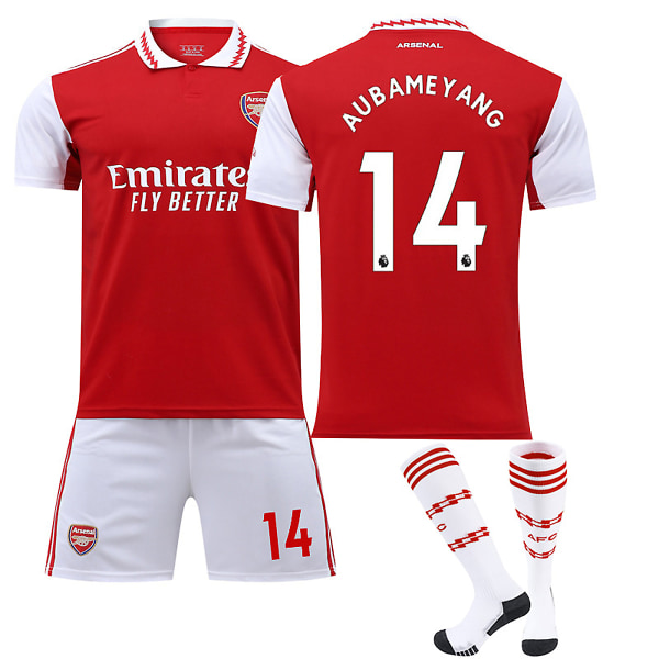 22/23 Ny sesong Hjem Arsenal F.C. AUBAMEYANG Nr 14 Barn Jersey-pakke Barn-20