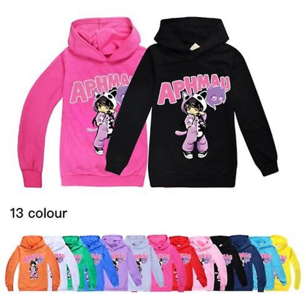 Barn Pojkar Flickor Aphmau Hoodie Långärmad Toppar Sweatshirt Pullover Black Black 140CM 8-9Y
