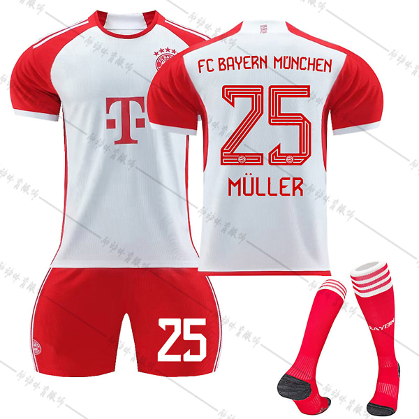 23/24 Ny säsong Hem FC Bayern Munich MULLER Nr 25 Barn Jersey-paket Barn-16