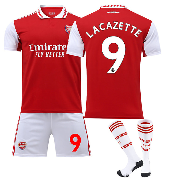 22/23 Ny sæson Hjem Arsenal F.C. LACAZETTE Nr 9 Børnetrøje-pakke Barn-24