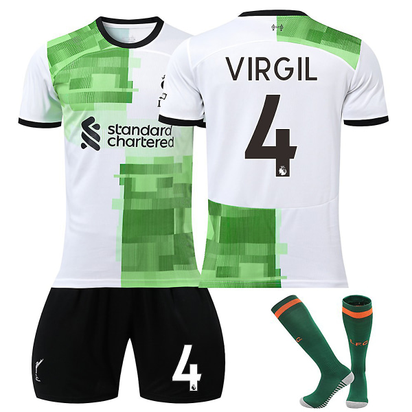 23/24 Ny Sæson Ude Liverpool F.C. VIRGIL Nr 4 Børnetrøjepakke Barn-16