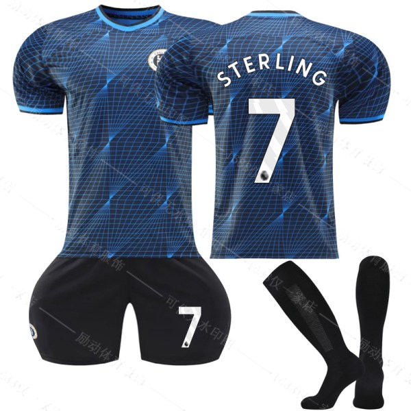 23/24 Ny säsong Borta Chelsea F.C. STERLING Nr 7 Barn Jersey-paket Barn-26