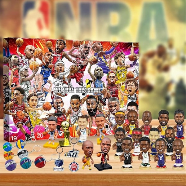 NBA Julekalender 2024 til Jul - NBA Julekalender med 24 Døre, James, Kobe, etc. Tjekkede Gaver