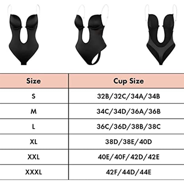 Body BH, Dyb V BH Sexy Body - Sort M