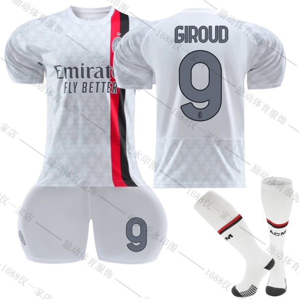 23/24 Ny sesong Borte Associazione Calcio Milan F.C. GIROUD Nr 9 Barn Trøyepakke Barn-24