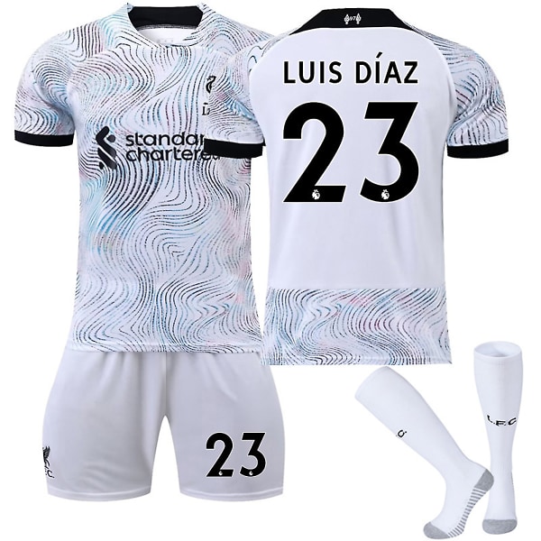 22/23 Ny säsong Borta Liverpool F.C. LUIS DIAZ Nr 23 Barn Jersey-paket Barn-22
