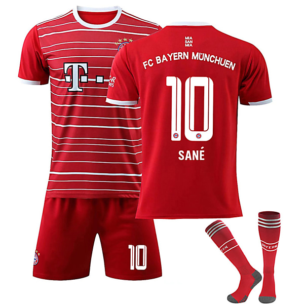 22/23 Uusi kausi Koti FC Bayern München SANE Nro 10 Lapsen pelipaitapaketti Barn-16