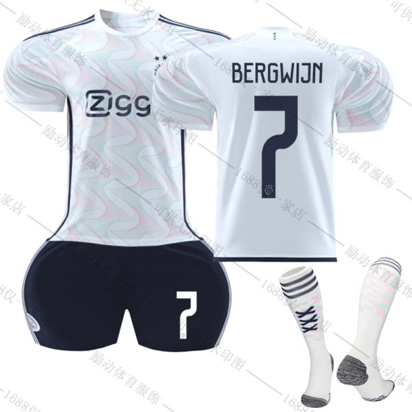 23/24 Ny säsong Borta Amsterdamsche Football Club Ajax BERGWIJN Nr 7 Barn Jersey-paket Barn-16