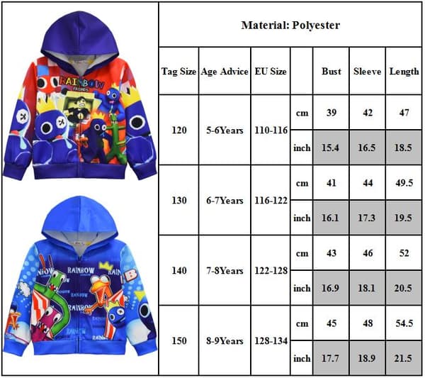 Rainbow Friends Guttegenser med hette Cool Blue Sweatshirt Klær k A A 140cm