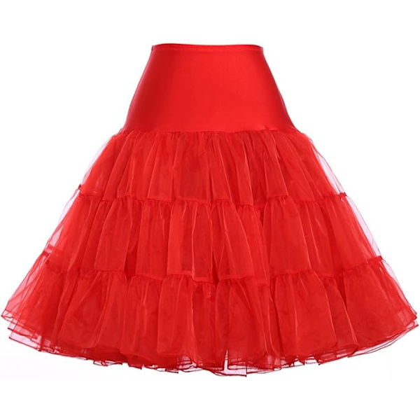 50-tals underkjol Rockabilly Dress Crinoline Tutu för kvinnor Red Red L