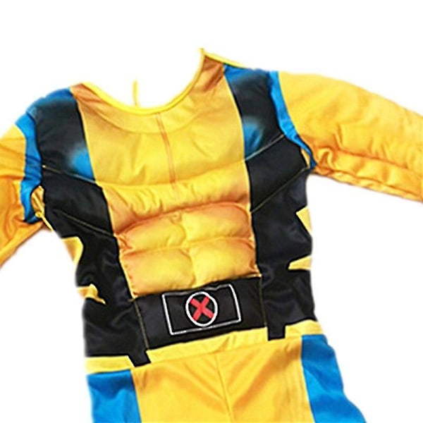 Kids Wolverine Kostyme Gutt Superhelt Jumpsuit Barn Halloween Cosplay Maske/ulveklør Rekvisitter Fantasy-G 3 stk Sett RTX 3Pcs Set S(110-120CM)