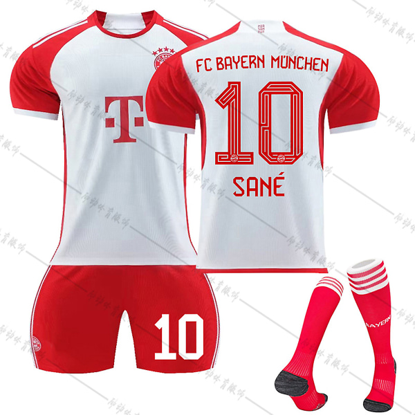 23/24 Ny sesong Hjem FC Bayern München SANE Nr 10 Barn Jersey-pakke Barn-16