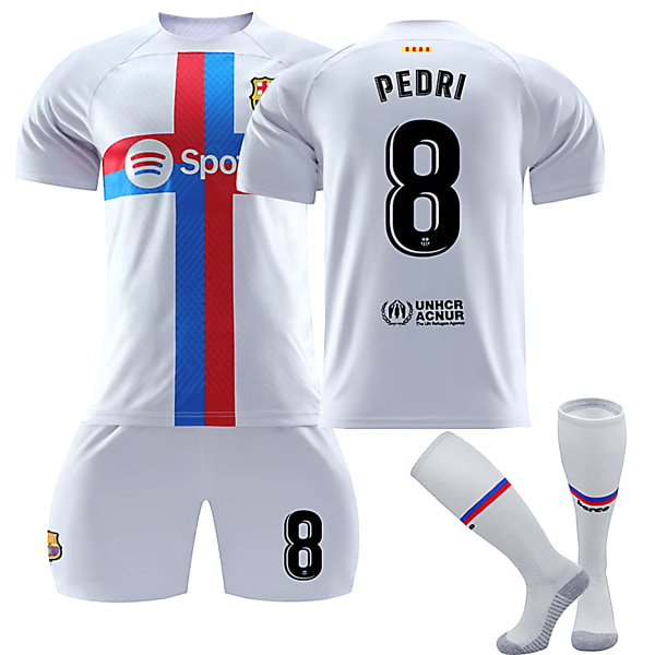 22/23Ny säsong Borta(2) FC Barcelona PEDRI Nr 8 Barn Jersey-paket Barn-24