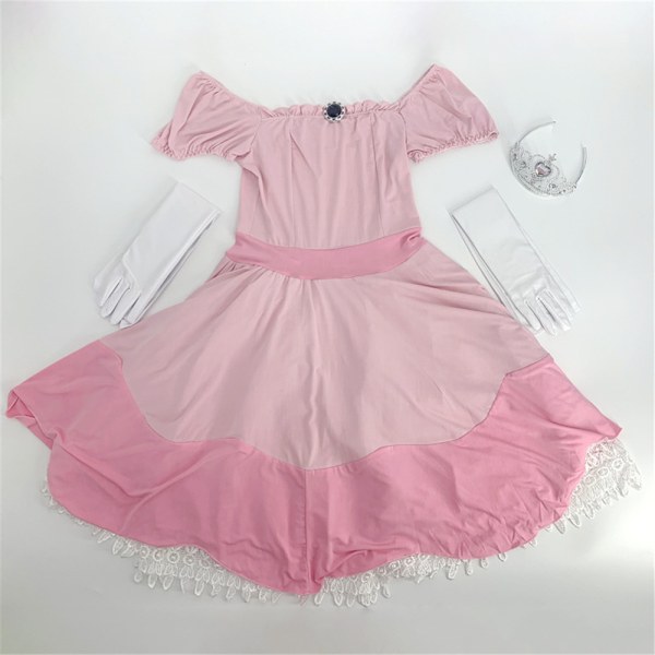 Voksen Princess Peach Kostyme for Kvinner Halloween Cosplay Kjole 2XL