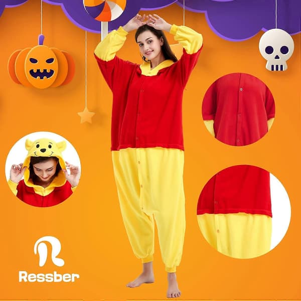 Unisex Vuxen Onesie Pyjamas Djur Heldräkt Halloween Kostym Jul Sovkläder Jumpsuit Bear . Bear Large