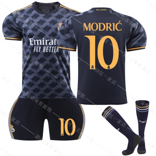 23/24 Ny säsong Borta Real Madrid CF MODRIC Nr 10 Barn Jersey-paket Barn-28