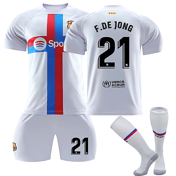 22/23 Ny sesong Borte(2) FC Barcelona F. DE JONG Nr 21 Barn Jersey-pakke Barn-18