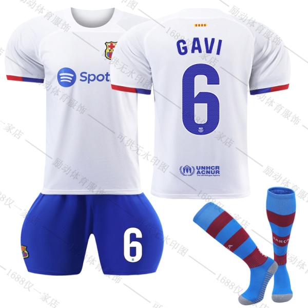 23/24 Ny säsong Borta Barcelona FC GAVI Nr 6 Barn Jersey-paket Barn-26