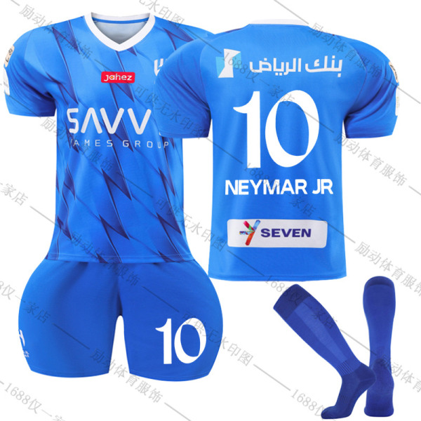 23/24 Ny säsong Hem Al-Hilal Saudi F.C. NEYMAR JR Nr 10 Barn Jersey-paket Barn-26