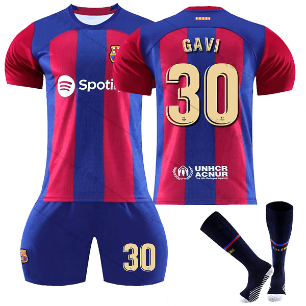 23/24 Ny säsong Hem F.C. Barcelona GAVI Nr 30 Barn Jersey-paket Barn-18