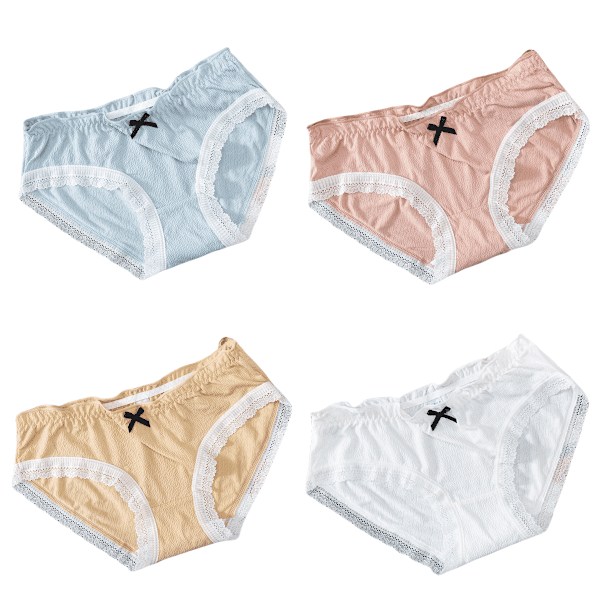 Sommerlige elastiske dameundertøjsbukser med lang holdbarhed, åndbare, trekantshorts, fire stykker i et sæt. M