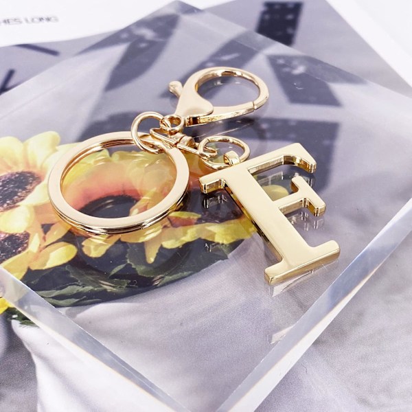 Nøglering med Guld Bogstav A-Z til Kvinder Taske Charms Pung Charms Til Håndtasker Metal Alphabet Initial Letter Nøglering F