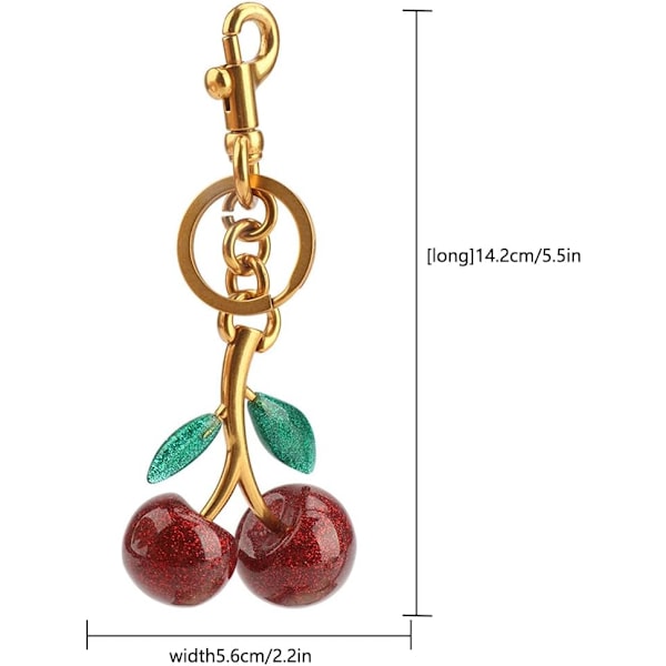 Kirsebær Nøglering Vedhæng, Hængende Kirsebær Dekoration, Fremstillet af Harpiks Legering Materiale, Et Sødt Vedhæng med Unik Charme Red Cherry (Green Leaf)