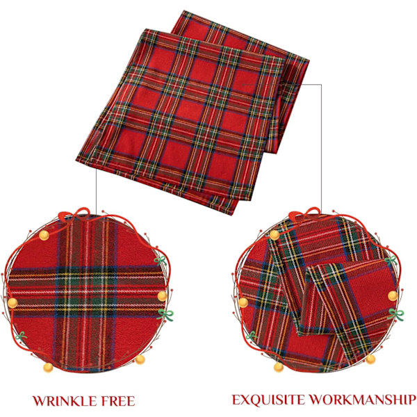 Julebordløber i ternet tartan - rød buffalo plaid juledug, pletbestandig, vaskbar, 13 x 108 tommer Red Plaid