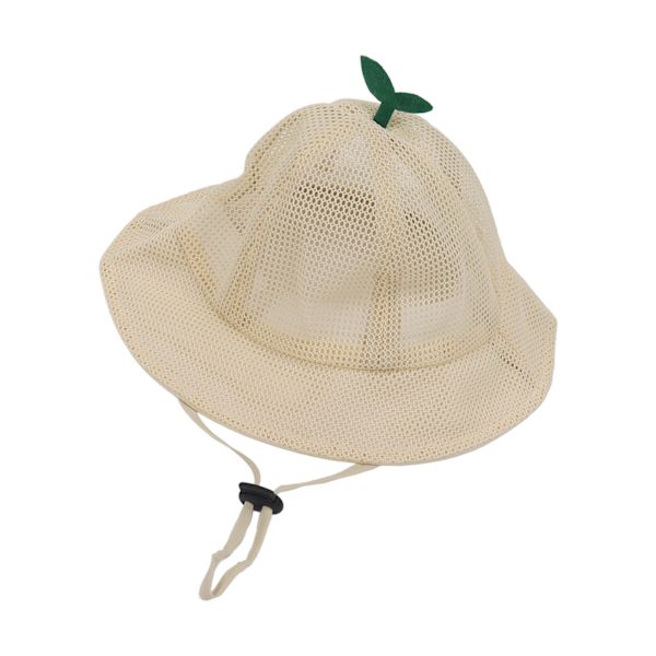 Barnens hinkhatt justerbar rep söt mesh andningsbar sommar solhatt beige beige