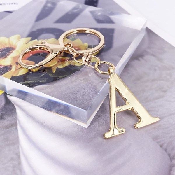 Nøglering med Guld Bogstav A-Z til Kvinder Taske Charms Pung Charms Til Håndtasker Metal Alphabet Initial Letter Nøglering A