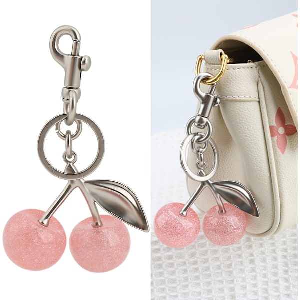 Kirsebær Nøglering Vedhæng, Hængende Kirsebær Dekoration, Fremstillet af Harpiks Legering Materiale, Et Sødt Vedhæng med Unik Charme Pink Cherry