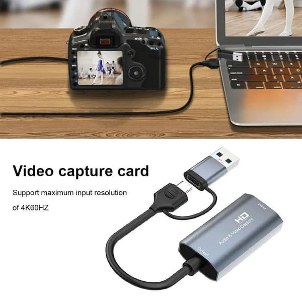 -FGNS 4K HDMI til USB 3.0/USB C Video Capture Card, Full HD 1080p Video Capture Card til Game Capture med 2-i-1 Interface til Undervisning, Broadcasting