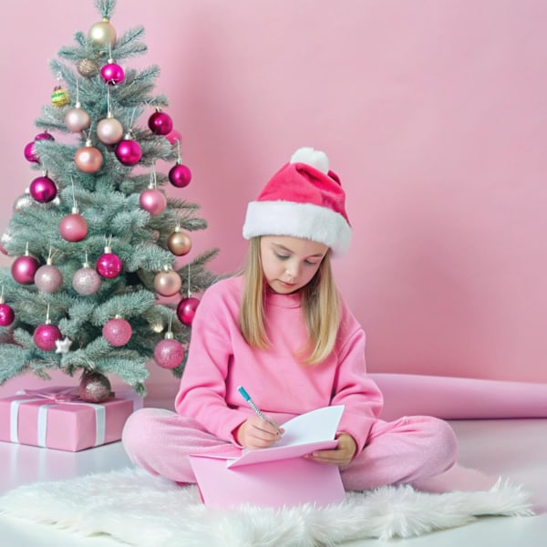 Pehmeä Joulupukkihattu Aikuisten Miehille ja Naisille, Plussilla Varustettu Reuna ja Mukava Vuori, Joululahjaksi ja Juhlatarvikkeeksi 1 Pink Santa Hat