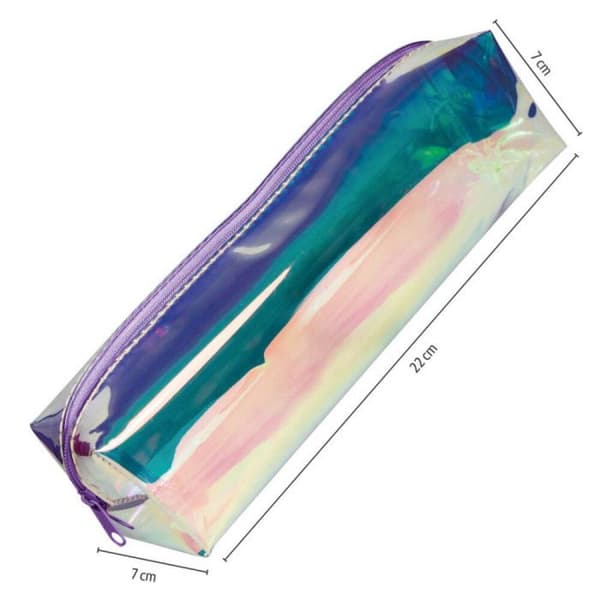 Pennal, skolestil, transparent, rektangulær, 21x6x5,5 cm, online.