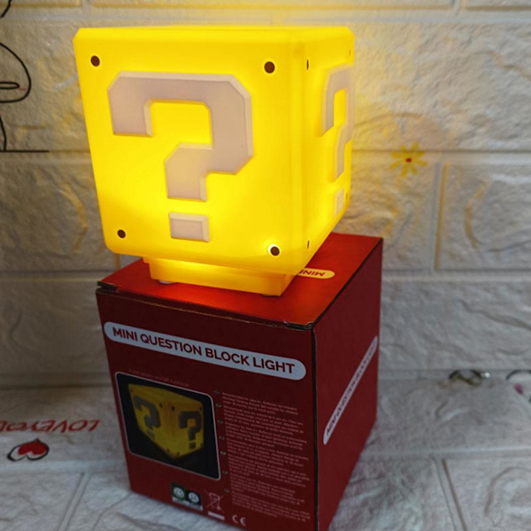 Super Mario LED Spørgsmålstegn Lyd Opladning Nattelys Cube
