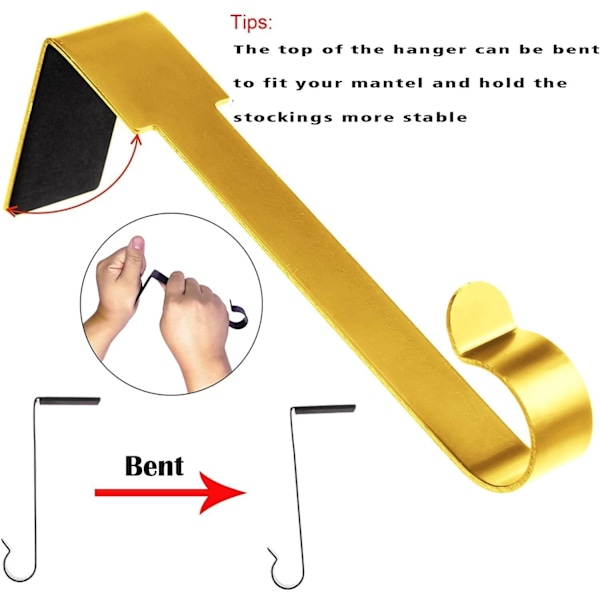 6-pak Jule Strømpeholder Hængende, Metal Kroge til Hængende Jule Strømper, Strømpeholdere til Mantel til Julepynt (JGoldStyle, 4) D