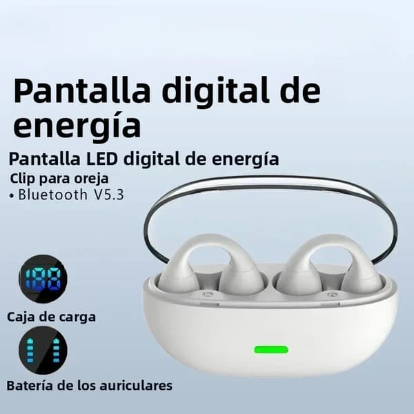 Mini trådlösa Bluetooth-hörlurar med touchkontroll, LED-ljus, stereo, svettresistent, vit White