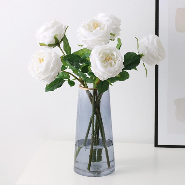 Kunstig rose, hvid, 4 stk. White